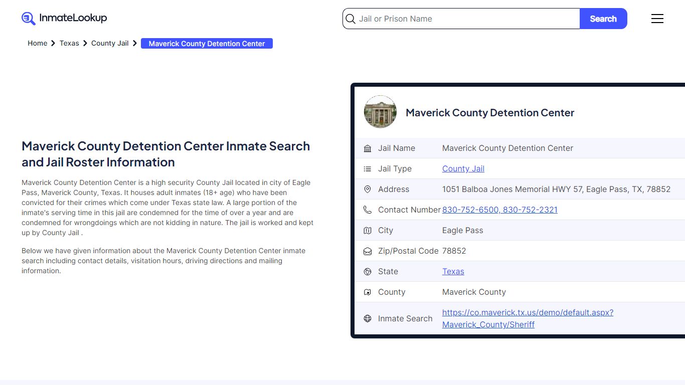Maverick County Detention Center Inmate Search, Jail Roster, Bookings ...